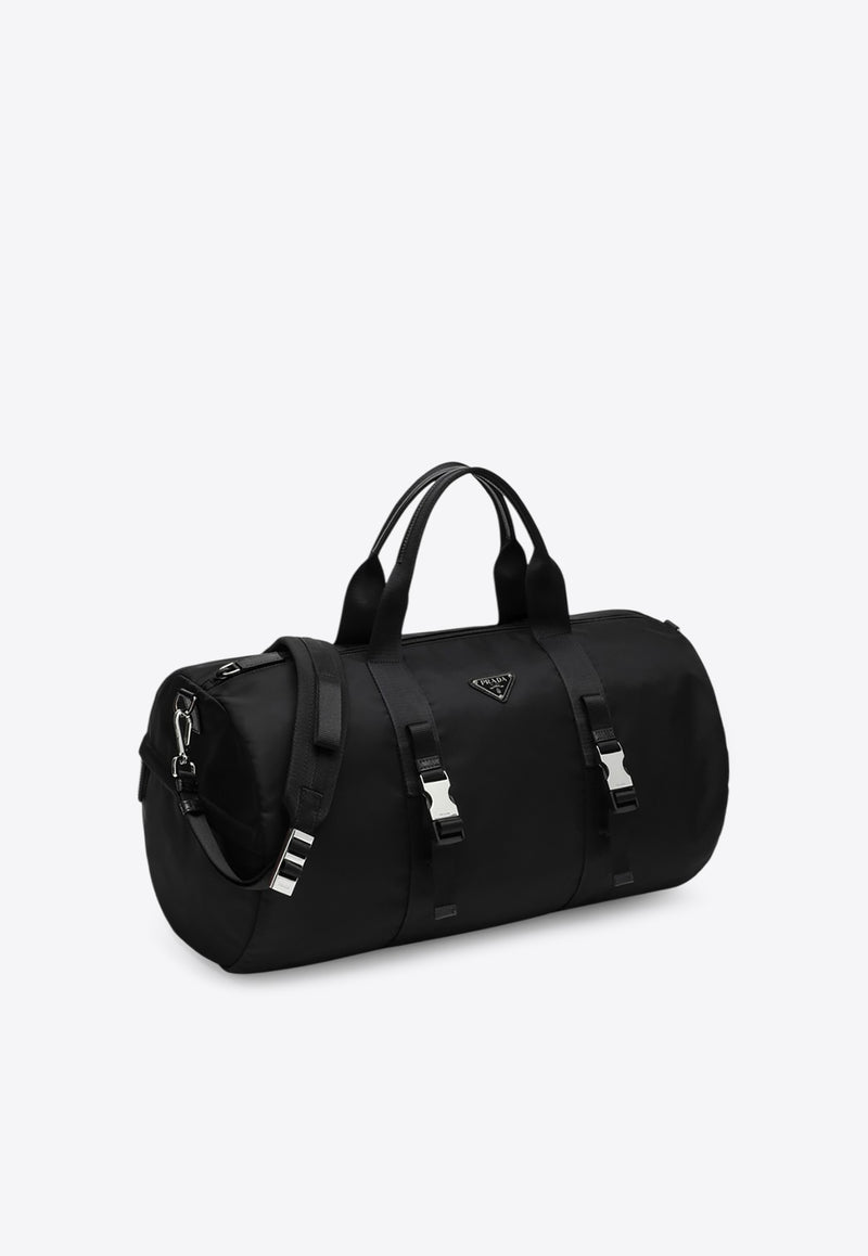 Prada Re-Nylon and Saffiano Leather Duffel Bag Black 2VC015MON2DMG/Q_PRADA-F0002