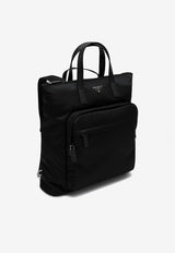 Prada Re-Nylon and Saffiano Leather Tote Bag Black 2VG098OOO2DMG/Q_PRADA-F0002