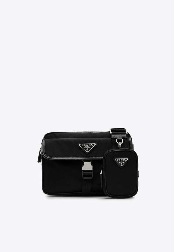 Prada Triangle Logo Re-nylon Messenger Bag Black 2VH133XMP2DMH/P_PRADA-F0002