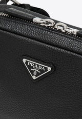 Prada Compact Leather Messenger Bag Black 2VH184OOO2BBE/Q_PRADA-F0002