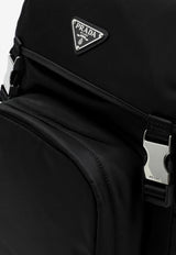 Prada Triangle Logo Nylon Backpack Black 2VZ135HOL2DMG/Q_PRADA-F0002