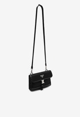 Prada Re-Nylon and Saffiano Leather Messenger Bag Black 2ZH1082DMH/Q_PRADA-F0002