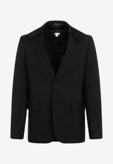 Wool-Blend Satin-Insert Blazer