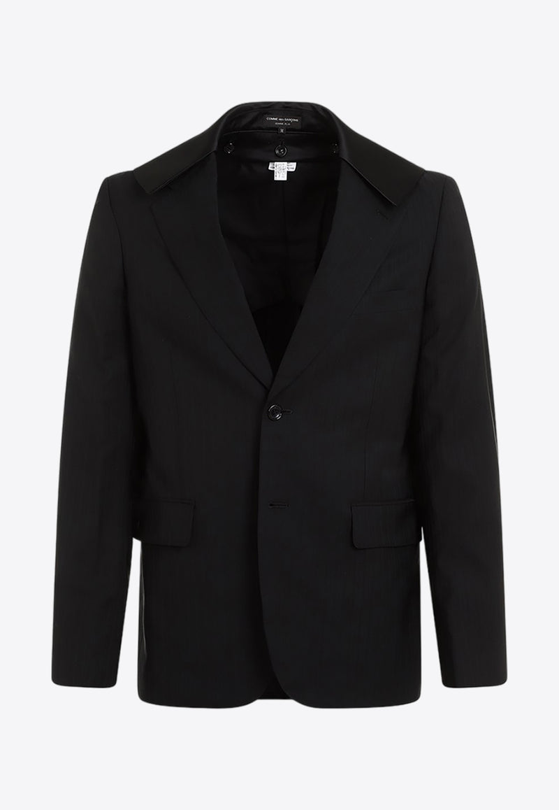 Wool-Blend Satin-Insert Blazer