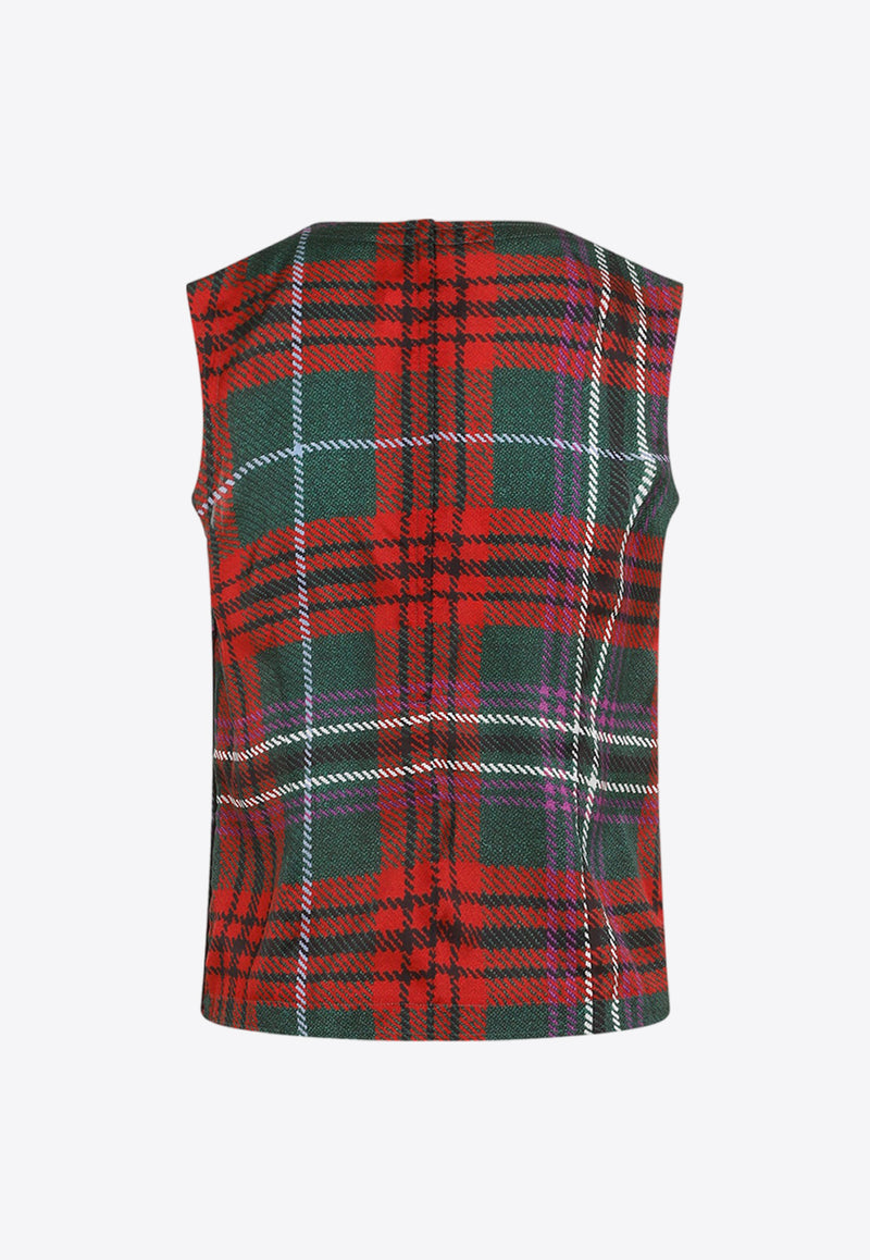 Tartan Sleeveless Satin Top