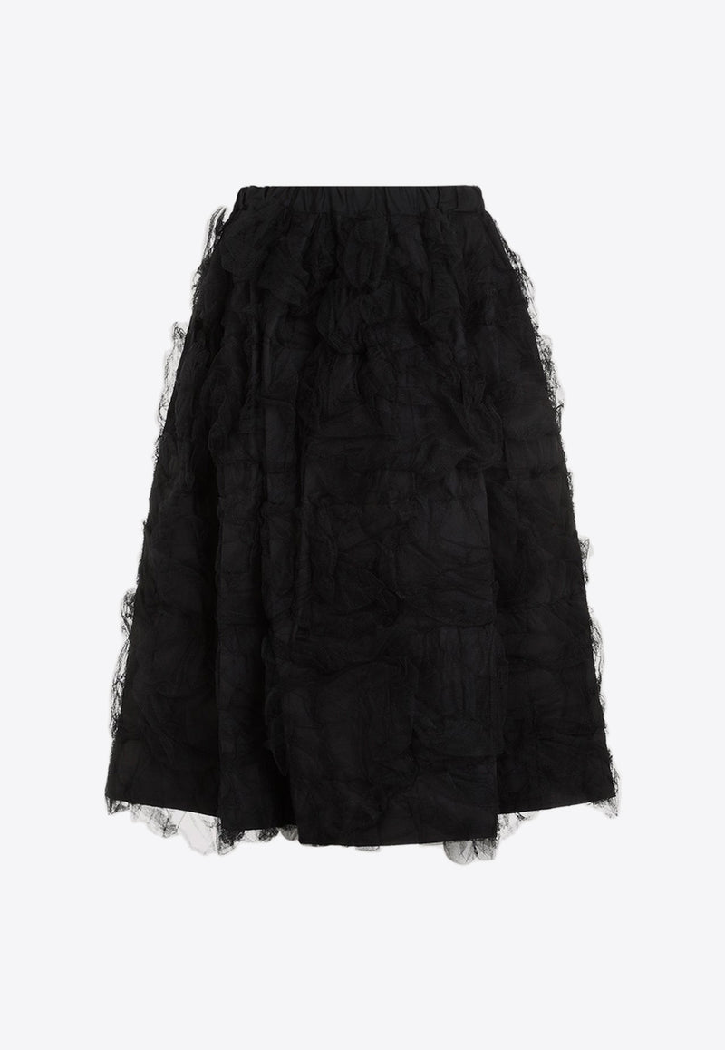 3D Tulle Midi Skirt