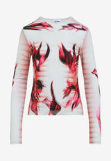 Flower Body Morphing Mariniere Print Top