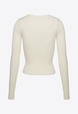 Magda Butrym Sculpted Rib Knit Top White 307724WHITE