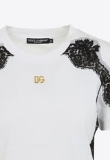 Logo Plaque T-shirt with Lace Inserts