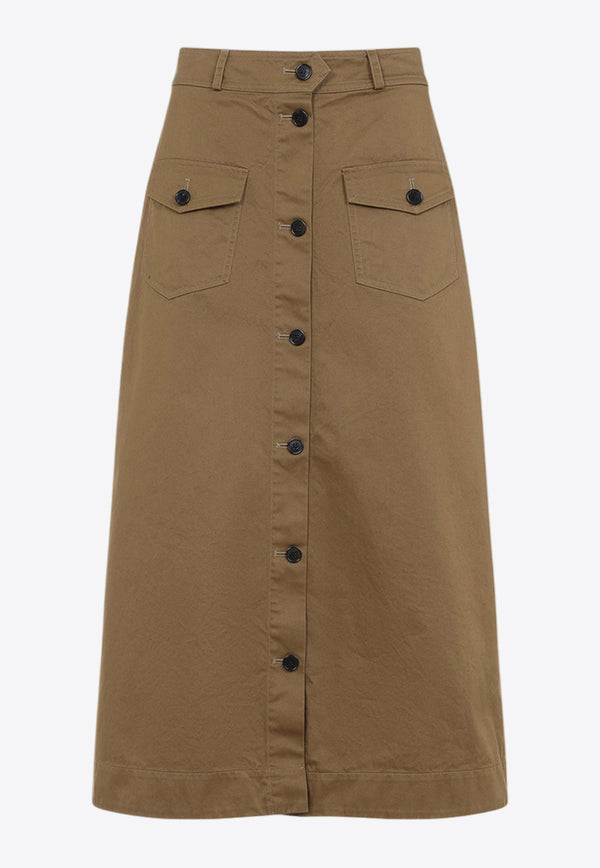 Buttoned Midi Skirt