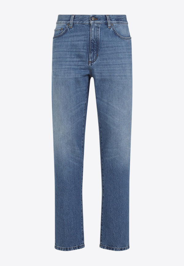 Logo Patch Straight-Leg Jeans