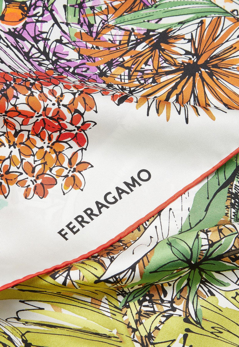 Salvatore Ferragamo Jungle Print Silk Scarf 310137 FO JUNGLETAP 762858 MASCARPONE Multicolor