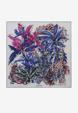 Salvatore Ferragamo Jungle Print Silk Scarf 310137 FO JUNGLETAP 762860 AVORIO/BLU MALVA Multicolor