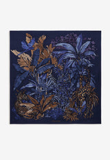 Salvatore Ferragamo Jungle Print Silk Scarf 310137 FO JUNGLETAP 762862 NAVY/VIOLA Multicolor