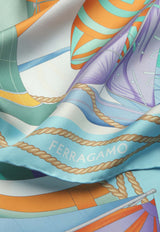 Salvatore Ferragamo Sailing Print Silk Scarf Multicolor 310178 FO VELE 776449 AZUR