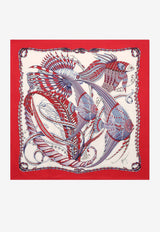 Salvatore Ferragamo Summernew Fish Print Silk Scarf Red 310181 FO SUMMERNEW 775482 RED/BLU