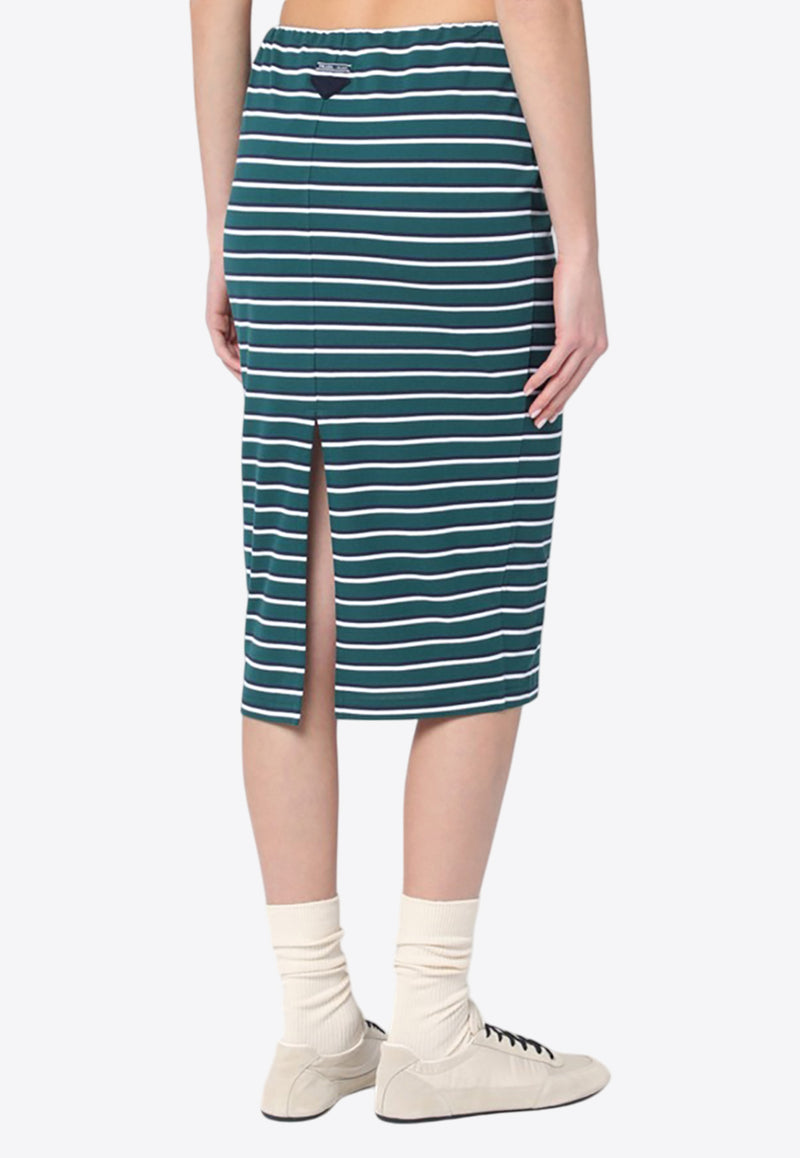 Prada Striped Midi Pencil Skirt Green 31147OOO16WC/Q_PRADA-F0B8Q