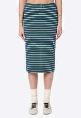 Prada Striped Midi Pencil Skirt Green 31147OOO16WC/Q_PRADA-F0B8Q