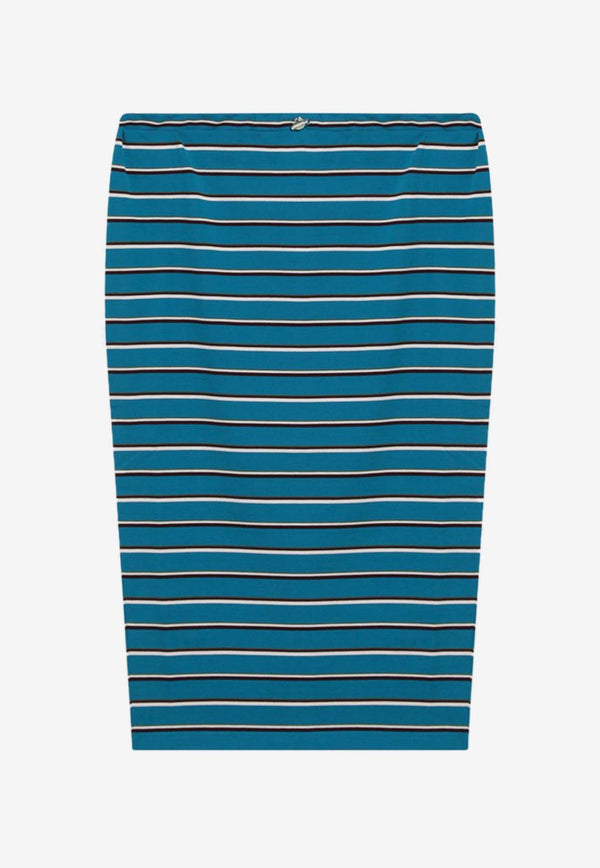 Prada Striped Ottanium Midi Skirt Teal 31147OOO16WD/Q_PRADA-F031I