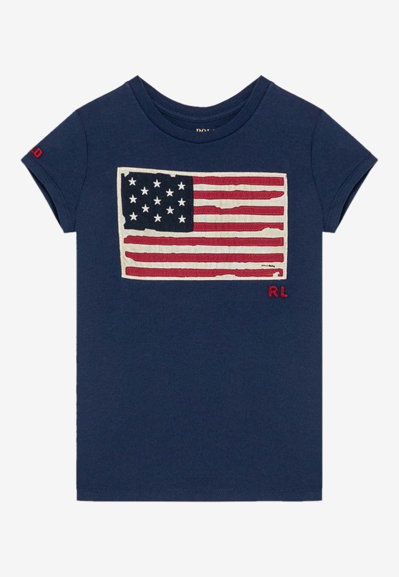 Polo Ralph Lauren Kids Boys Flag Appliqué Crewneck T-shirt Blue 313901144006CO/P_POLOR-RN