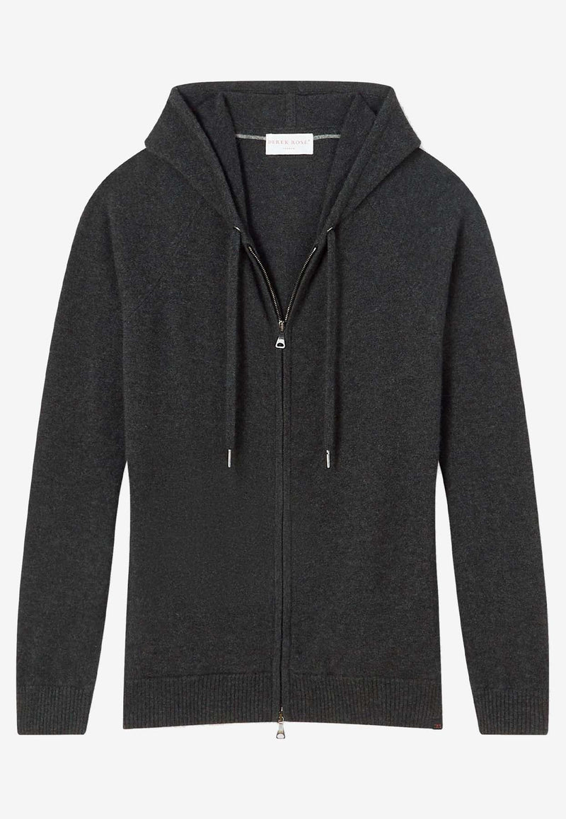 Derek Rose Finley Cashmere Zip-Up Hoodie Charcoal 3158-FINL010CHACHARCOAL