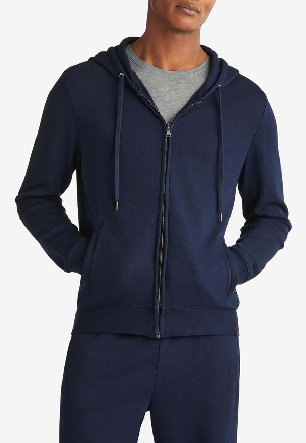 Derek Rose Quinn Hooded Zip-Up Sweatshirt Navy 3172-QUIN001NAVNAVY