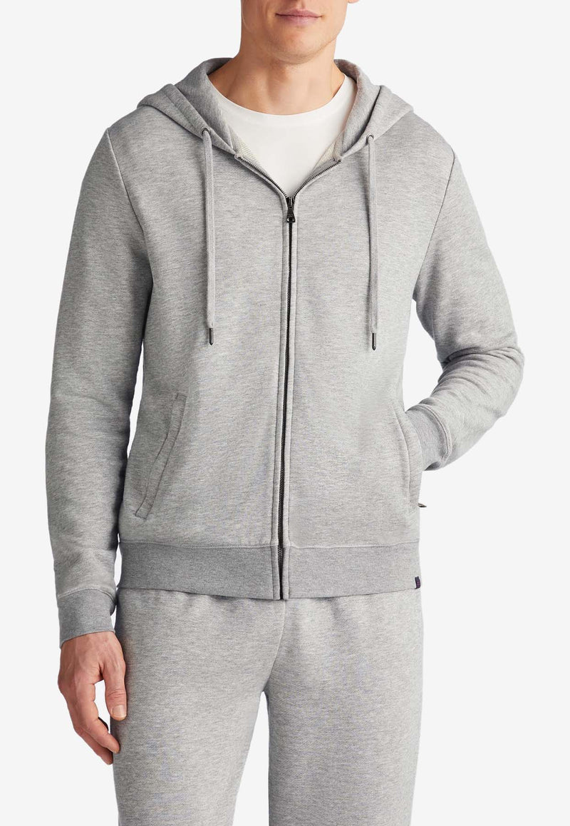 Derek Rose Quinn Hooded Zip-Up Sweatshirt Gray 3172-QUIN001SILGREY