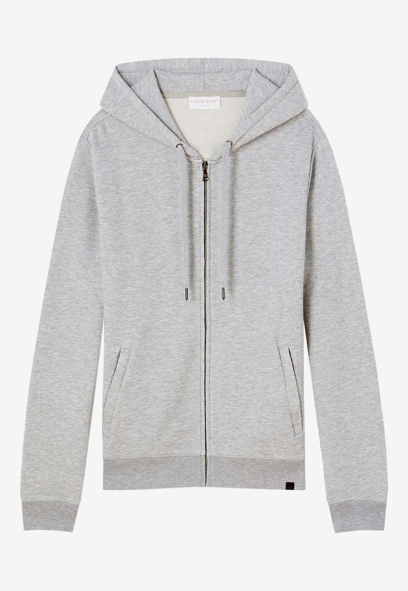 Derek Rose Quinn Hooded Zip-Up Sweatshirt Gray 3172-QUIN001SILGREY