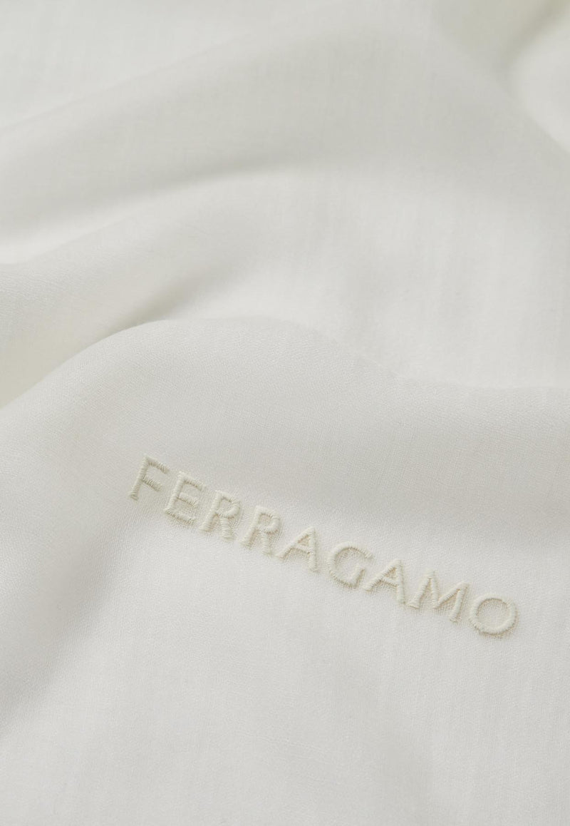 Salvatore Ferragamo Light Cashmere Shawl 320622 ST NUVOLANEW 762083 MASCARPONE White