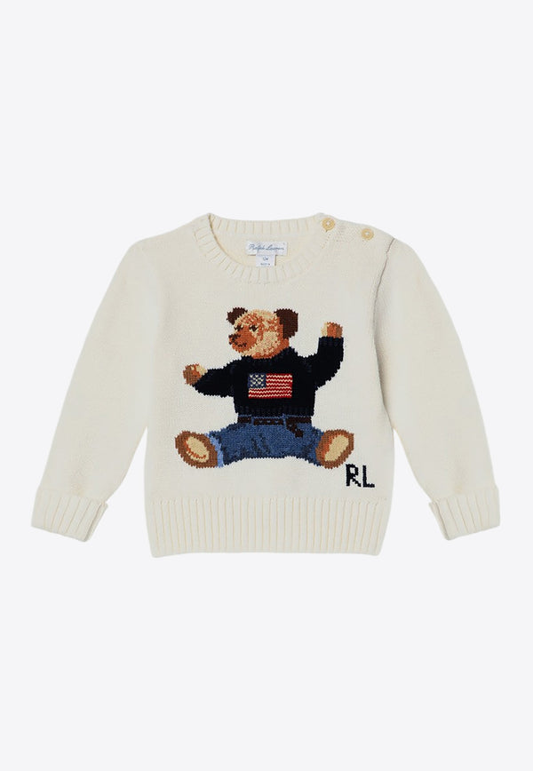 Polo Ralph Lauren Kids Babies Polo Bear Crewneck Sweater Ivory 320669571003CO/P_POLOR-NE