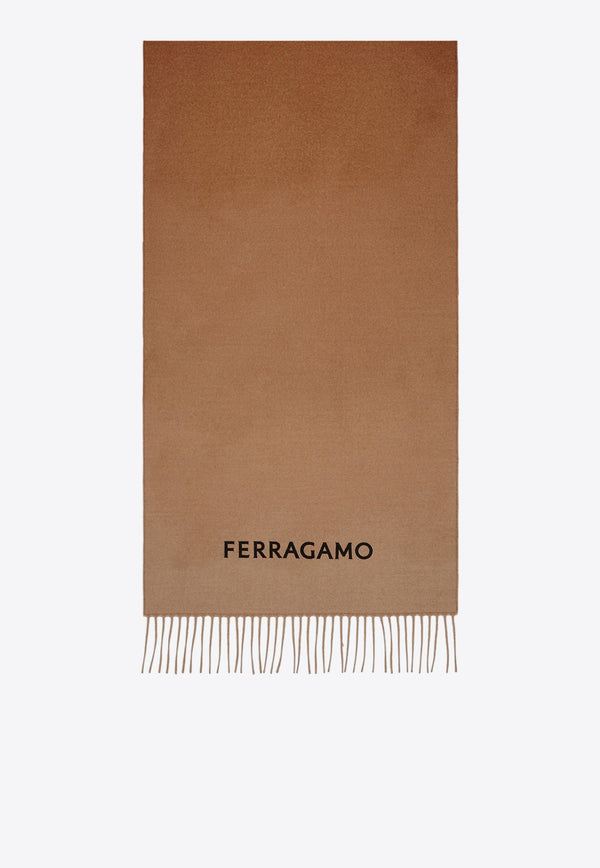 Salvatore Ferragamo Logo Jacquard Cashmere Scarf 320796 SR SHADE 770202 EXPRESSOCAMEL