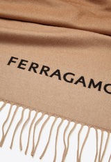 Salvatore Ferragamo Logo Jacquard Cashmere Scarf 320796 SR SHADE 770202 EXPRESSOCAMEL