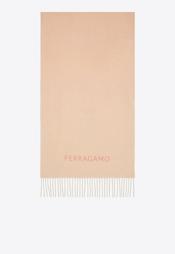 Salvatore Ferragamo Logo Jacquard Cashmere Scarf 320796 SR SHADE 770205 NYLUND PINK