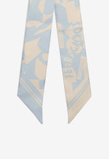 Salvatore Ferragamo Logo Print Silk Bandeau Scarf Light Blue 320907 TW VENNA 775296 AZUR/BEIGE