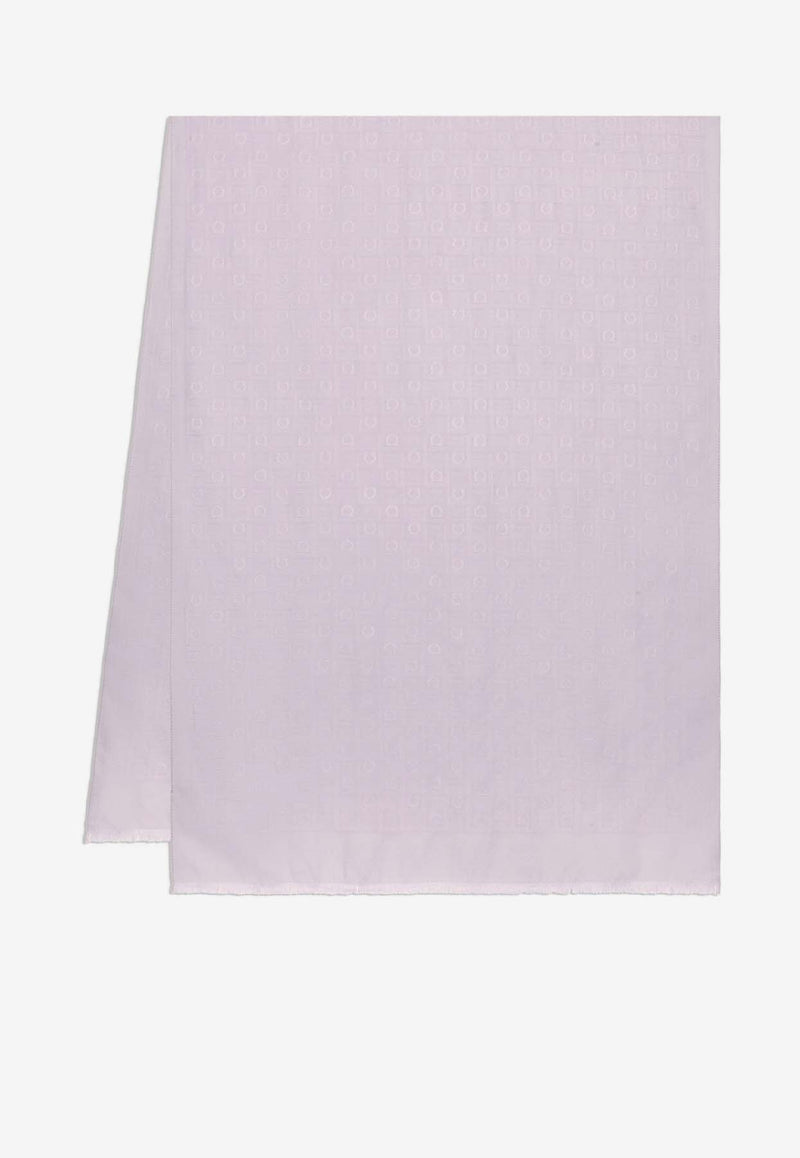 Salvatore Ferragamo Monogram Jacquard Silk-Blend Scarf Lavender 320941 ST MONOGRAMJ 776053 LAVANDER