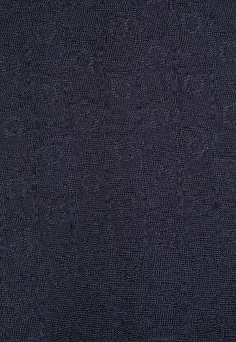 Salvatore Ferragamo Monogram Jacquard Silk-Blend Scarf Navy 320941 ST MONOGRAMJ 776054 NAVY