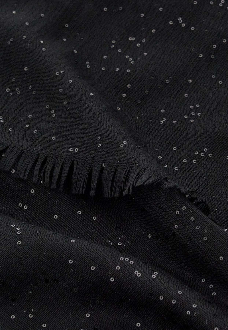 Salvatore Ferragamo Micro Sequin Stole Black 320952 ST STAR 781474 BLACK