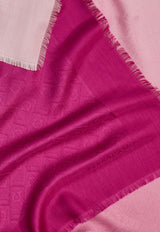 Salvatore Ferragamo Monogram Silk and Wool Shawl Pink 320960 SL MONODEGRA 779306 COTTON CANDY/ PINK