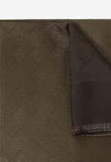 Salvatore Ferragamo Monogram Silk and Wool Shawl Olive 320960 SL MONODEGRA 779309 EXPRESSO/OLIVE