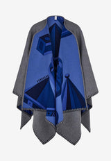 Salvatore Ferragamo Nadir Print Reversible Cashmere and Wool Cape Gray 320963 CAPE NADIR 779394 NAVY/GREY