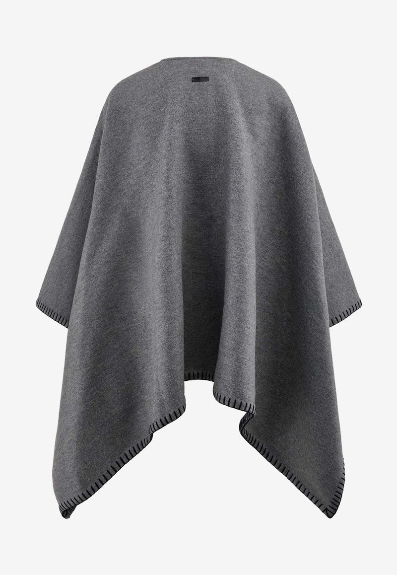 Salvatore Ferragamo Nadir Print Reversible Cashmere and Wool Cape Gray 320963 CAPE NADIR 779394 NAVY/GREY