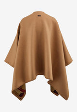 Salvatore Ferragamo Nadir Print Reversible Cashmere and Wool Cape Camel 320963 CAPE NADIR 779395 BORDEAUX/CAMMEL