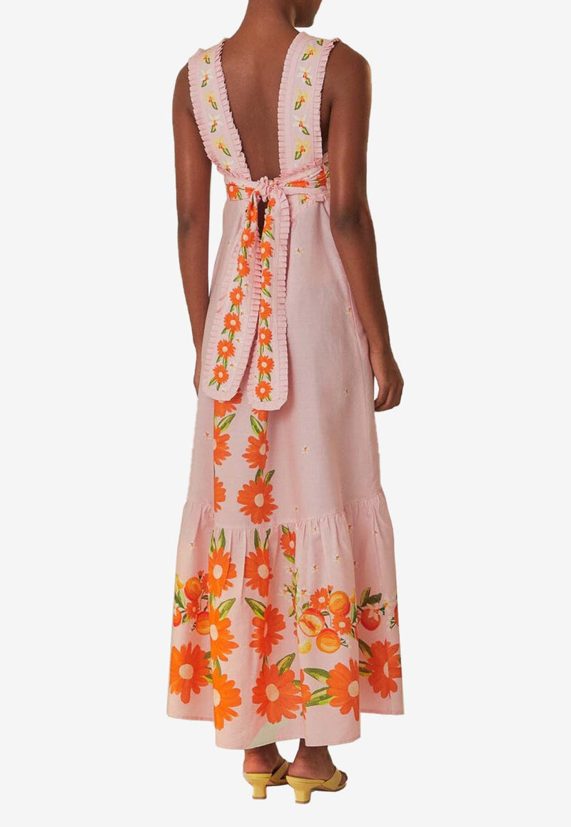 Farm Rio Papaya Salad Maxi Dress Pink 322615LIGHT PINK