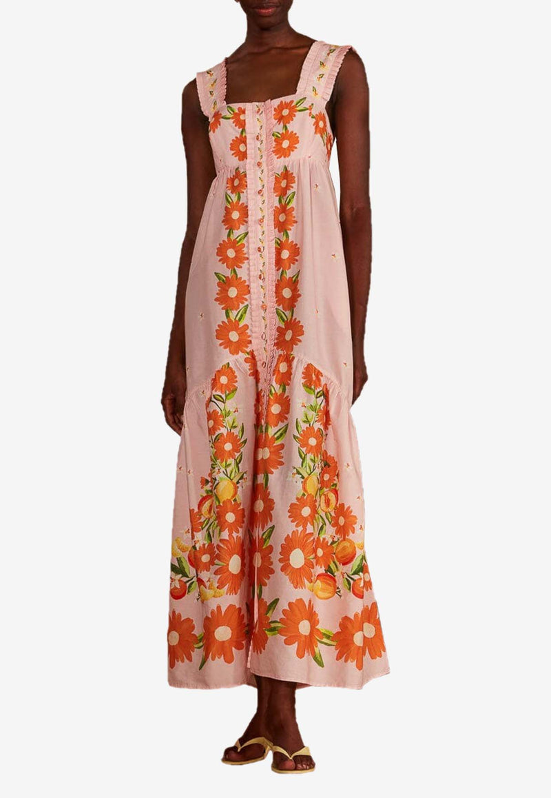 Farm Rio Papaya Salad Maxi Dress Pink 322615LIGHT PINK