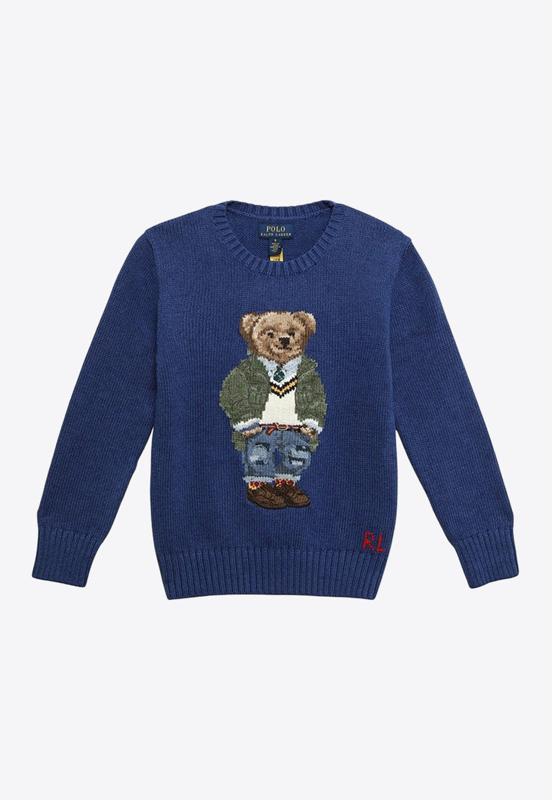 Polo Ralph Lauren Kids Boys Polo Bear Intarsia Knit Sweater Blue 323932479001CO/O_POLOR-BR