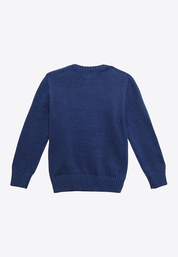 Polo Ralph Lauren Kids Boys Polo Bear Intarsia Knit Sweater Blue 323932479001CO/O_POLOR-BR