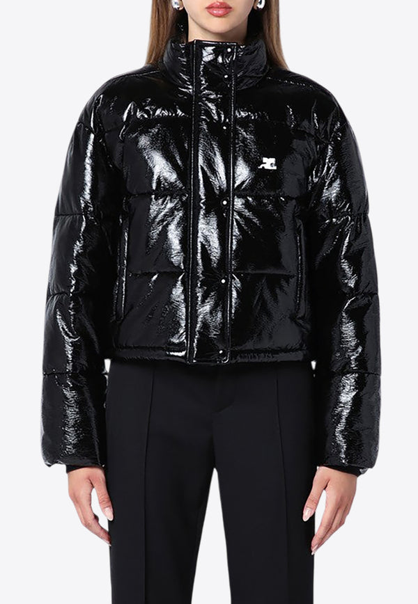 Courrèges Vinyl Cropped Puffer Jacket Black 323CMA106VY0016/P_COURR-9999