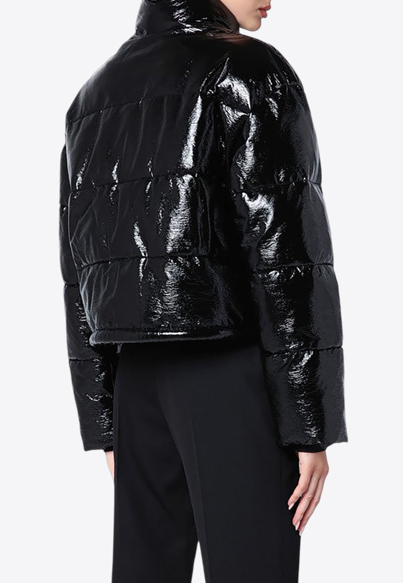 Courrèges Vinyl Cropped Puffer Jacket Black 323CMA106VY0016/P_COURR-9999