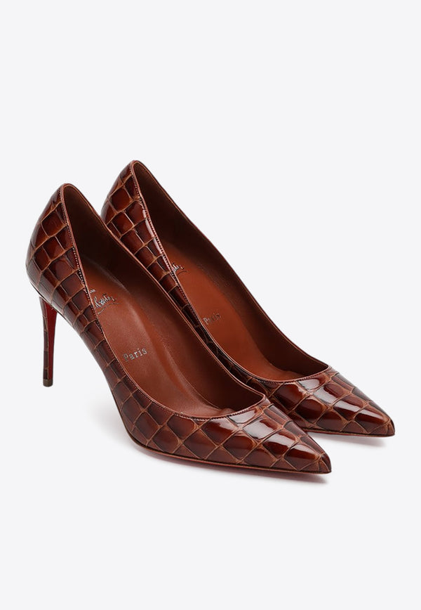 Christian Louboutin Kate 100 Croc-Embossed Leather Pumps Brown 3240256LE/P_LOUBO-7019