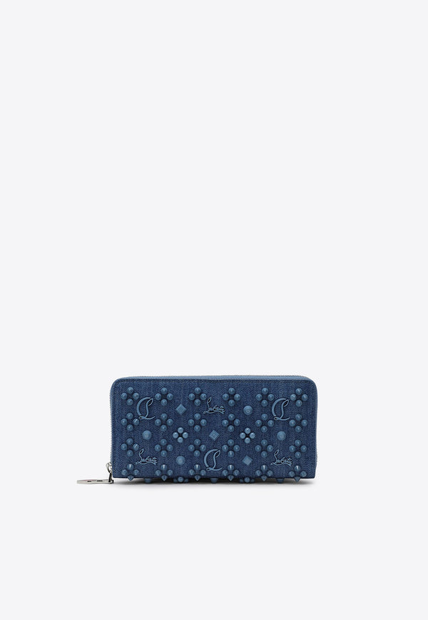 Christian Louboutin Panettone Embellished Denim Coin Wallet Blue 3245238DE/P_LOUBO-4229